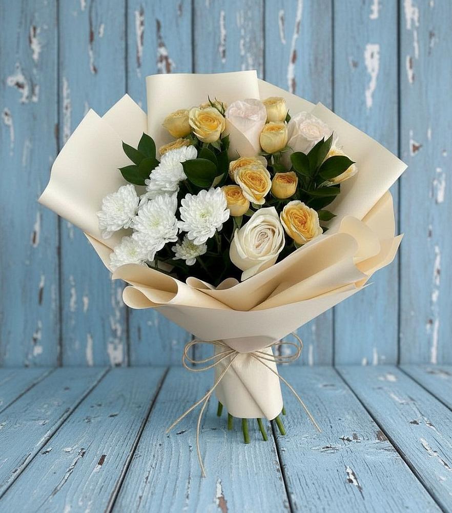Букет цветов из: Розы и Хризантемы в Полбино