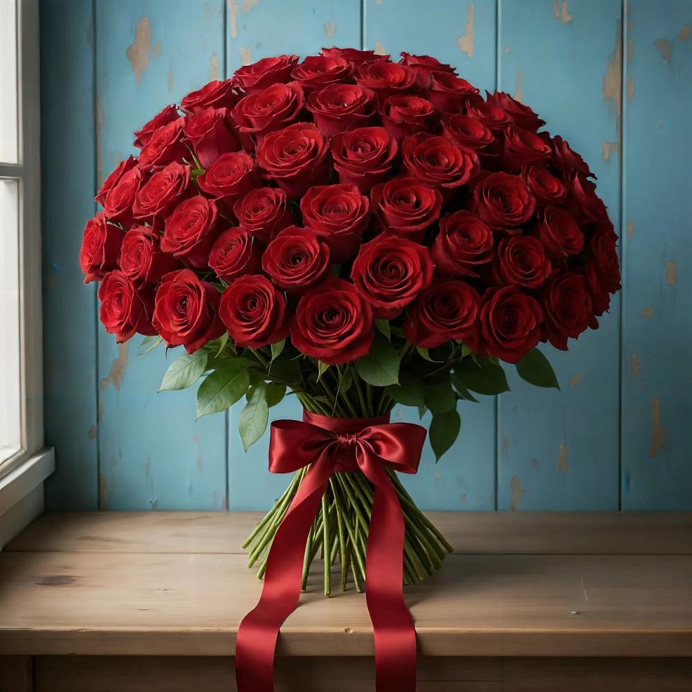 Букет Красные розы Блэк Меджик в Полбино