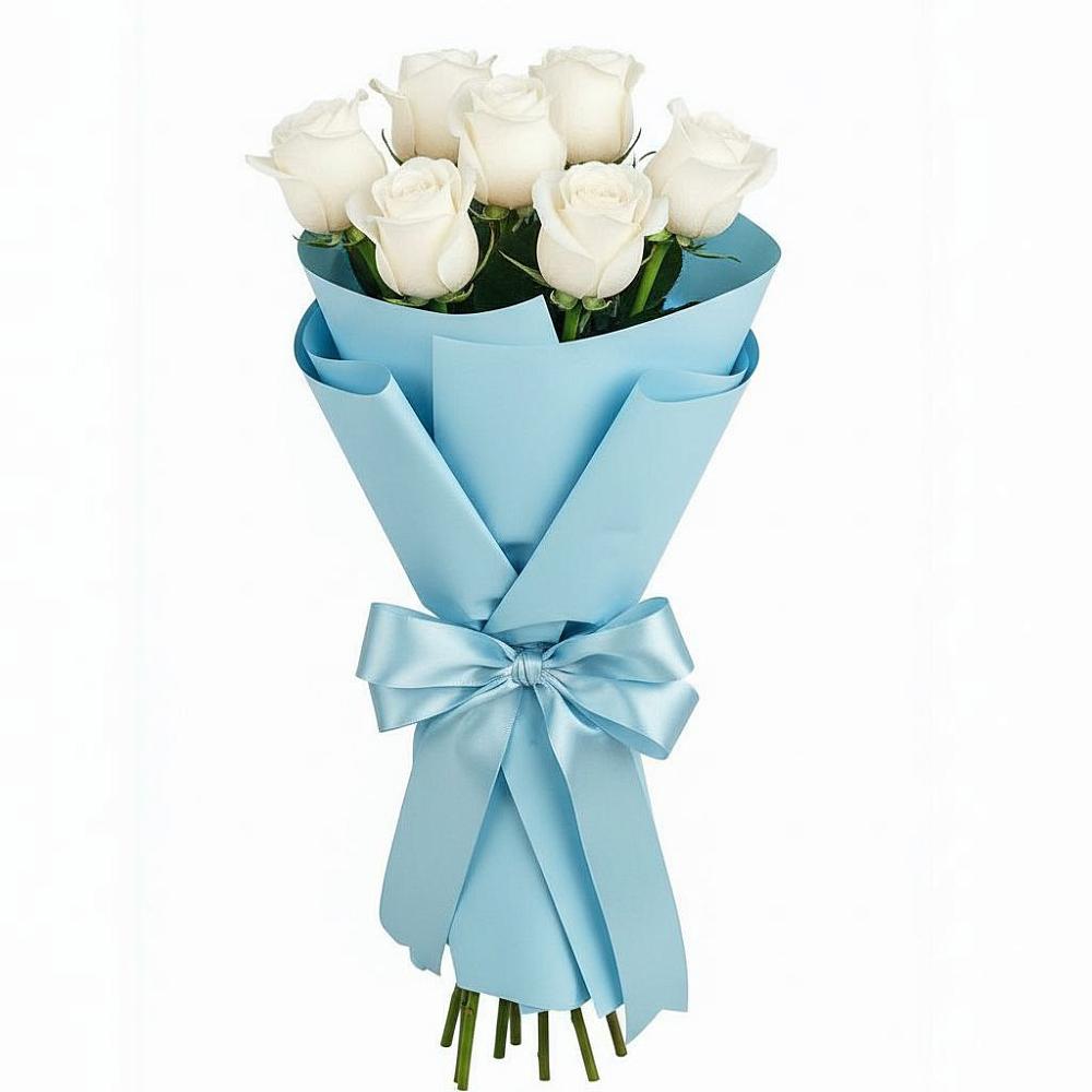 Букет 7 белых роз Проуд в Полбино