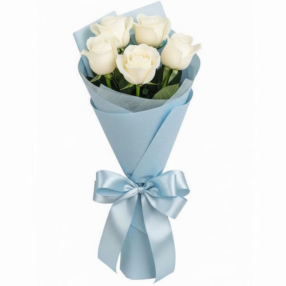 Букет 5 Белых роз Проуд в Полбино