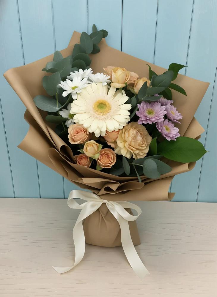 Букет цветов из: Герберы и Хризантемы в Полбино