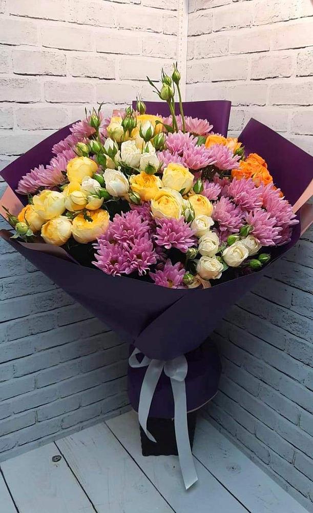 Букет цветов из: Хризантемы и Розы в Полбино