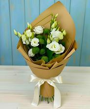 Букет цветов из:  Хризантемы и Лизиантусы #REPLACE_PRED# Полбино