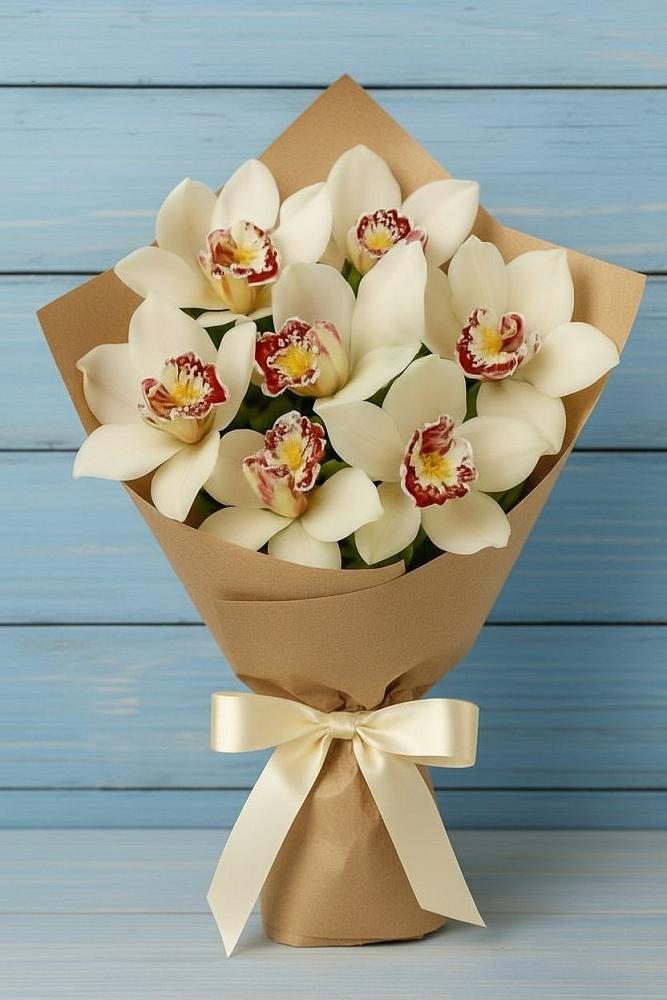 Букет цветов из: Орхидеи и Розы в Полбино